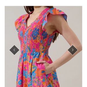 NWT Sugarlips Ranchero Floral Sunfire Midi Dress
Size Medium  100% Cotton